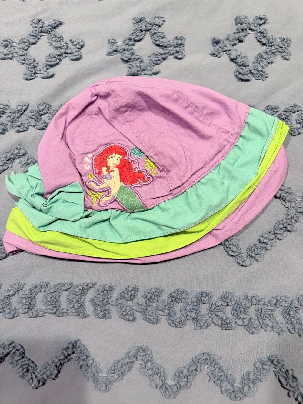Disney Ariel Pastel Purple Bucket Hat with Lime Trim